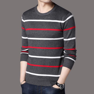 Men's Fashion Casual Striped Crew-Neck Sweater - Snark-Wear