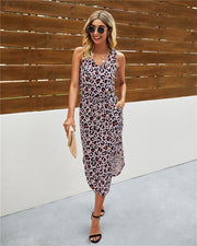Leopard Print V-Neck Sleeveless Dress - Snark-Wear